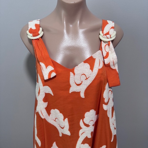 Anthropologie Exquise Phoebe Flounced Dress Orange Small Summer - Picture 4 of 10
